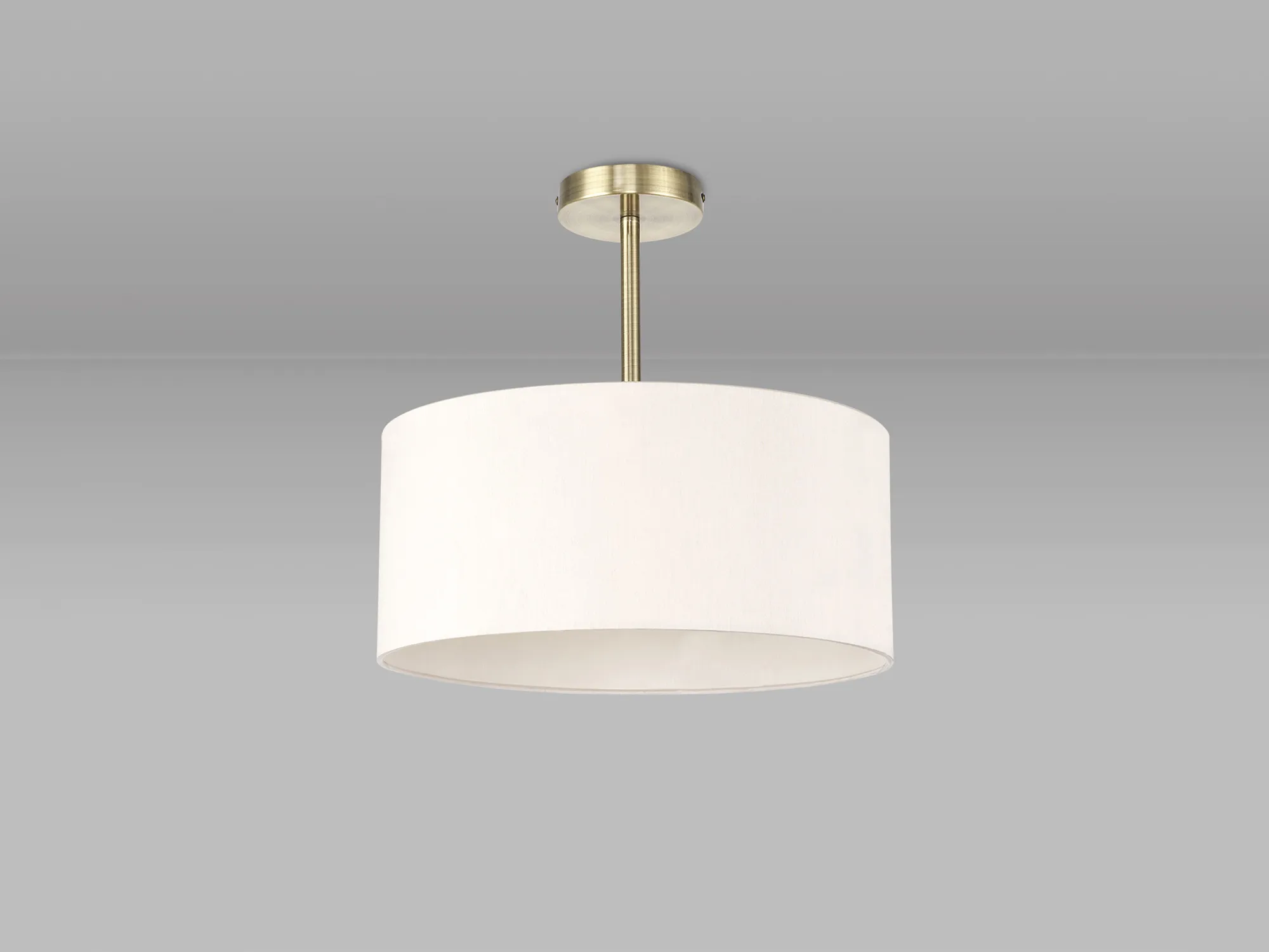Baymont 40cm Semi Flush 1 Light Antique Brass, Nude Beige/Moonlight DK0168  Deco Baymont